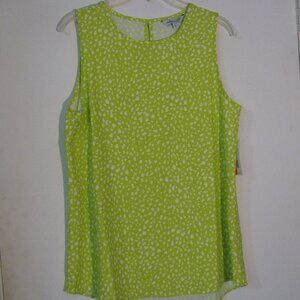 *  Eden Ruth Blouse Large NWT $32 Bright Green Print Lightweight